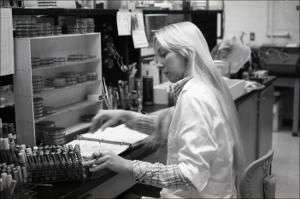 Woman in Lab Works with Test Tube Samples, number 1   (click for a larger preview)