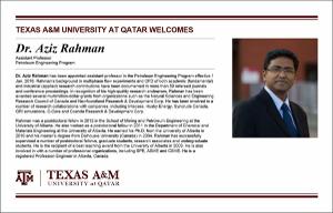 Faculty Welcomes Dr. Aziz Rahman   (click for a larger preview)