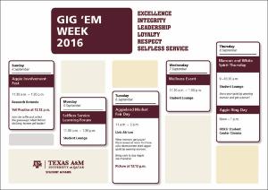 Gig' em Week 2016   (click for a larger preview)