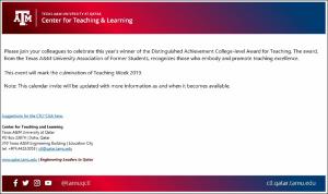Distinguished Achievement College-Level Award for Teaching 2019   (click for a larger preview)