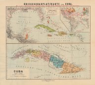 Kriegsschauplatzkarte con Cuba: Mittel-Amerila, Spanien und die Vereinigten-Staaten   (click for a larger preview)