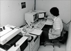 Employee Seated at Computer Work Station, number 2   (click for a larger preview)